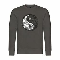 deinshirt Rundhalspullover Herren Pullover Mit Print Motiv Yin und Yang Dunkelgrau/Grau/Dunkelgrün