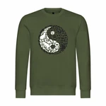 deinshirt Rundhalspullover Herren Pullover Mit Print Motiv Yin und Yang Dunkelgrün/Grün