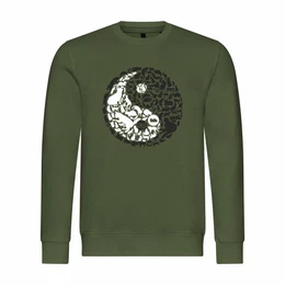 Rundhalspullover Herren Pullover Katzen Yin und Yang Mit Print Motiv, Grafik