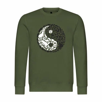 deinshirt Rundhalspullover Herren Pullover Mit Print Motiv Yin und Yang Dunkelgrün/Grün