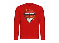 deinshirt Rundhalspullover Kln Zunge Print Motiv Rot/Dunkelrot