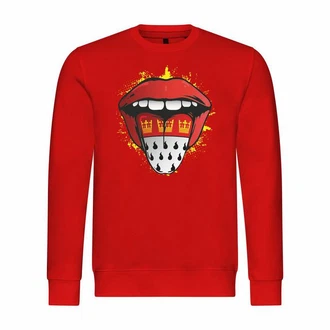 deinshirt Rundhalspullover Kln Zunge Print Motiv Rot/Dunkelrot