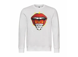 deinshirt Rundhalspullover Kln Zunge Print Motiv Weiß/Creme