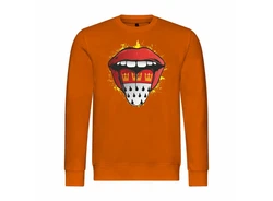 deinshirt Rundhalspullover Kln Zunge Print Motiv Orange