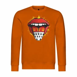 deinshirt Rundhalspullover Kln Zunge Print Motiv Orange