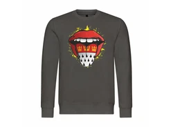 deinshirt Rundhalspullover Kln Zunge Print Motiv Grau/Hellgrau/Dunkelgrau/Grün