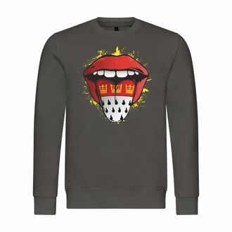 deinshirt Rundhalspullover Kln Zunge Print Motiv Grau/Hellgrau/Dunkelgrau/Grün