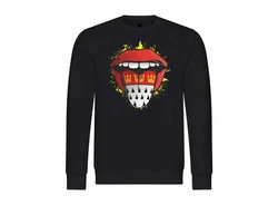deinshirt Rundhalspullover Kln Zunge Print Motiv Schwarz/Grün/Rot/Creme