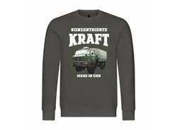 deinshirt Rundhalspullover Herren Pullover Konzentrierte Kraft Mit Print Motiv Dunkelgrün/Khaki/Grau
