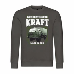 deinshirt Rundhalspullover Herren Pullover Konzentrierte Kraft Mit Print Motiv Dunkelgrün/Khaki/Grau