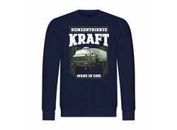 deinshirt Rundhalspullover Herren Pullover Konzentrierte Kraft Mit Print Motiv Dunkelblau/Grau/Rot