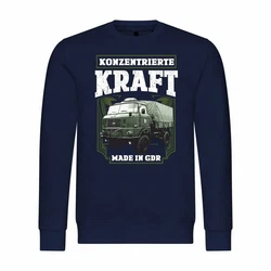deinshirt Rundhalspullover Herren Pullover Konzentrierte Kraft Mit Print Motiv Dunkelblau/Grau/Rot