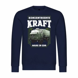 deinshirt Rundhalspullover Herren Pullover Konzentrierte Kraft Mit Print Motiv Dunkelblau/Grau/Rot