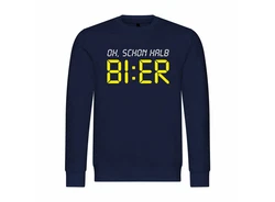 deinshirt Rundhalspullover Herren Pullover Oh Schon Halb Bier Dunkelblau/Braun