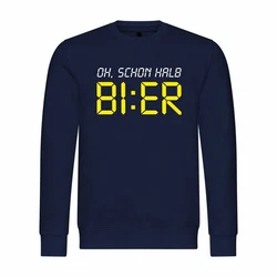 deinshirt Rundhalspullover Herren Pullover Oh Schon Halb Bier Dunkelblau/Braun