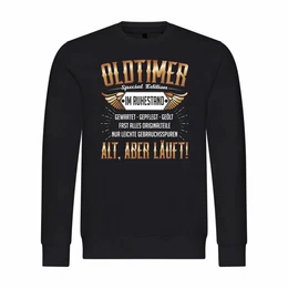 Rundhalspullover Herren Pullover Oldtimer im Ruhestand Mit Print Motiv, Grafik