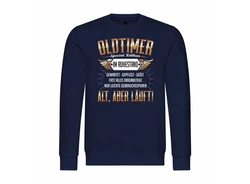 deinshirt Rundhalspullover Herren Oldtimer im Ruhestand Mit Print Motiv Dunkelblau/Braun/Hellblau