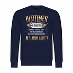 deinshirt Rundhalspullover Herren Oldtimer im Ruhestand Mit Print Motiv Dunkelblau/Braun/Hellblau