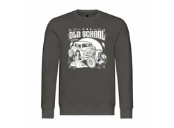 deinshirt Rundhalspullover Herren Old School Lifestyle Mit Print Motiv Dunkelgrau/Hellgrau/Grau