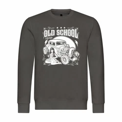 deinshirt Rundhalspullover Herren Old School Lifestyle Mit Print Motiv Dunkelgrau/Hellgrau/Grau