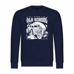 deinshirt Rundhalspullover Herren Old School Lifestyle Mit Print Motiv Dunkelblau/Blau