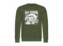 deinshirt Rundhalspullover Herren Old School Lifestyle Mit Print Motiv Dunkelgrün/Grün/Neonfarben