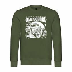 deinshirt Rundhalspullover Herren Old School Lifestyle Mit Print Motiv Dunkelgrün/Grün/Neonfarben