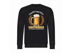 deinshirt Rundhalspullover Herren Pullover Staatlich geprfter Biertrinker Print Motiv Schwarz/Creme/Dunkelblau/Gelb