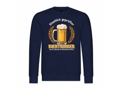 deinshirt Rundhalspullover Herren Pullover Staatlich geprfter Biertrinker Print Motiv Dunkelblau