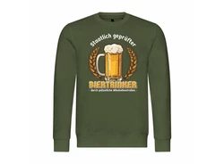 deinshirt Rundhalspullover Herren Pullover Staatlich geprfter Biertrinker Print Motiv Dunkelgrün/Grün