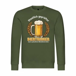 deinshirt Rundhalspullover Herren Pullover Staatlich geprfter Biertrinker Print Motiv Dunkelgrün/Grün