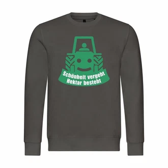 deinshirt Rundhalspullover Herren Schnheit vergeht Hektar besteht Mit Print Motiv Dunkelgrün/Grün
