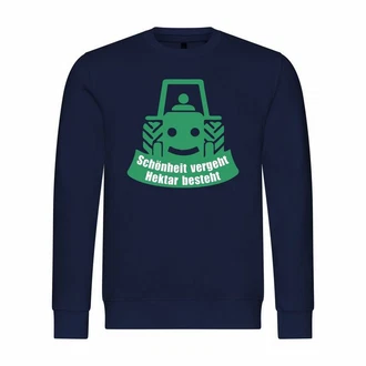 deinshirt Rundhalspullover Herren Schnheit vergeht Hektar besteht Mit Print Motiv Blau/Dunkelblau