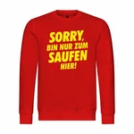 deinshirt Rundhalspullover Herren Pullover Sorry bin nur zum saufen hier Dunkelrot/Lila/Gelb/Orange/Braun/Rot