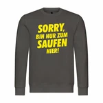 deinshirt Rundhalspullover Herren Pullover Sorry bin nur zum saufen hier Dunkelgrün/Lila/Gelb/Dunkelgrau