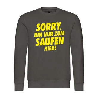 deinshirt Rundhalspullover Herren Pullover Sorry bin nur zum saufen hier Dunkelgrün/Lila/Gelb/Dunkelgrau