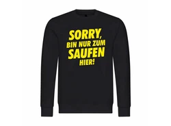 deinshirt Rundhalspullover Herren Pullover Sorry bin nur zum saufen hier Lila/Gelb/Schwarz