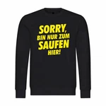 deinshirt Rundhalspullover Herren Pullover Sorry bin nur zum saufen hier Lila/Gelb/Schwarz