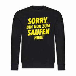 deinshirt Rundhalspullover Herren Pullover Sorry bin nur zum saufen hier Lila/Gelb/Schwarz
