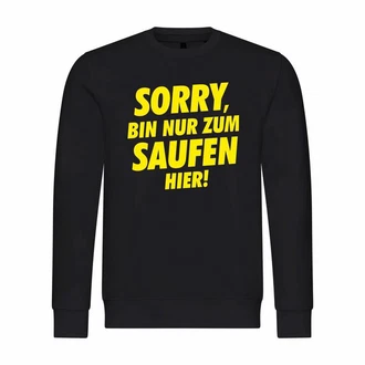 deinshirt Rundhalspullover Herren Pullover Sorry bin nur zum saufen hier Lila/Gelb/Schwarz deinshirt Rundhalspullover Herren Pullover Sorry bin nur zum saufen hier Lila/Gelb/Schwarz