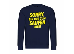 deinshirt Rundhalspullover Herren Pullover Sorry bin nur zum saufen hier Dunkelblau/Lila/Gelb