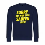 deinshirt Rundhalspullover Herren Pullover Sorry bin nur zum saufen hier Dunkelblau/Lila/Gelb