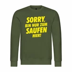 deinshirt Rundhalspullover Herren Pullover Sorry bin nur zum saufen hier Dunkelgrün/Grün