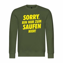 deinshirt Rundhalspullover Herren Pullover Sorry bin nur zum saufen hier Dunkelgrün/Grün