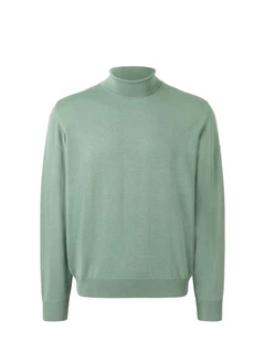 MAERZ Muenchen Strickpullover Rollkragen Grün/Hellgrün/Hellblau