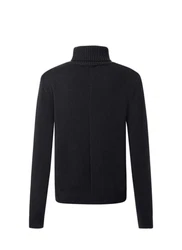 MAERZ Muenchen Rollkragenpullover Rollkragen 1/1 Arm Schwarz/Dunkelblau