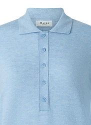 MAERZ Muenchen Strickpullover Polokragen Hellblau/Blau