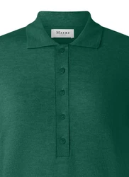 MAERZ Muenchen Strickpullover Polokragen Dunkelgrün/Grün