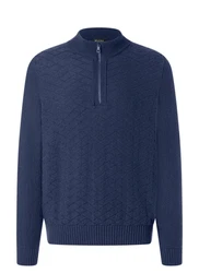 MAERZ Muenchen Strickpullover Troyer Dunkelblau/Blau