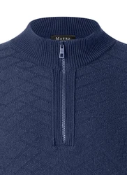 MAERZ Muenchen Strickpullover Troyer Dunkelblau/Blau